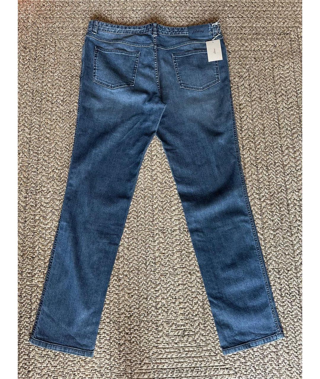 BRIONI Темно-синие хлопко-эластановые прямые джинсы, фото 2
