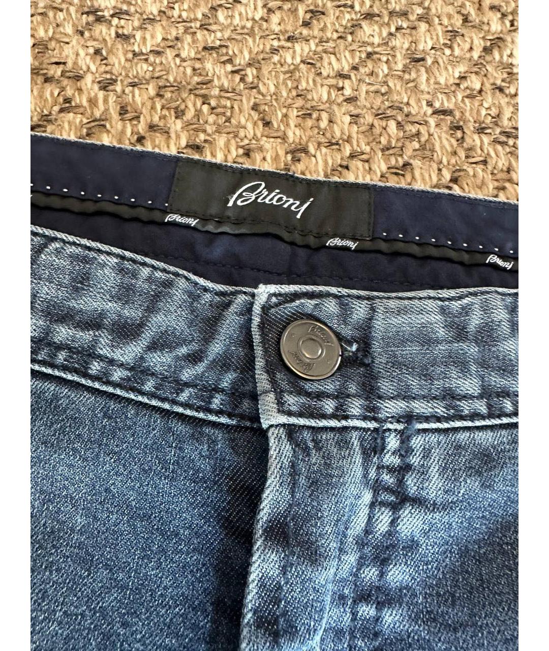 BRIONI Темно-синие хлопко-эластановые прямые джинсы, фото 3