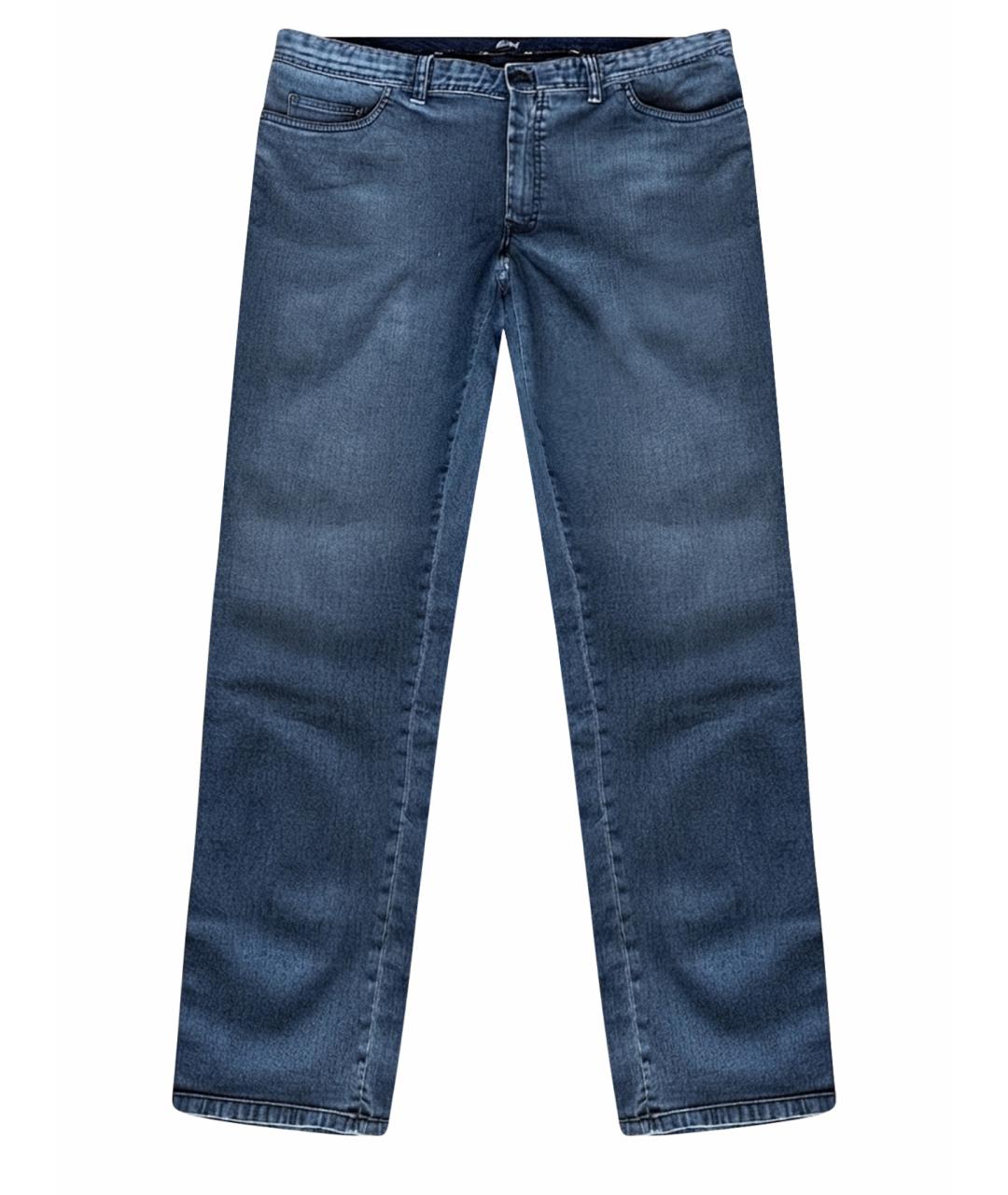 BRIONI Темно-синие хлопко-эластановые прямые джинсы, фото 1