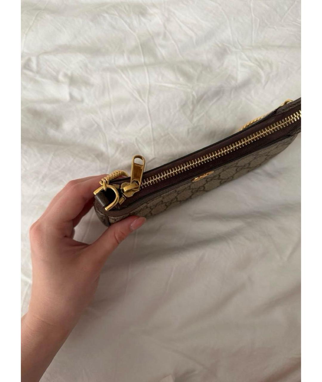 GUCCI Коричневая канва сумка с короткими ручками, фото 2
