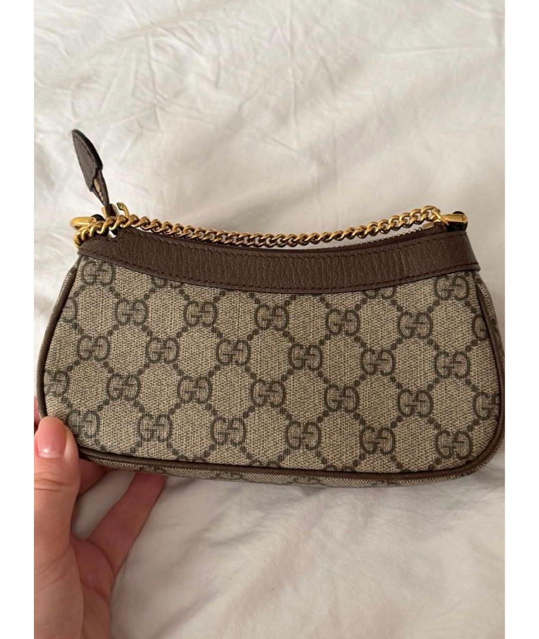 GUCCI Коричневая канва сумка с короткими ручками, фото 3