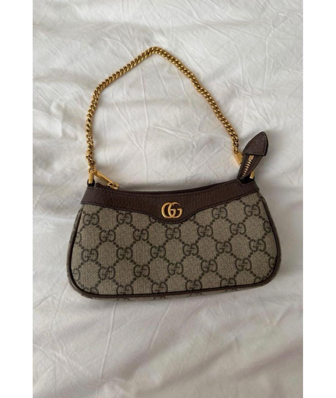 GUCCI Коричневая канва сумка с короткими ручками, фото 6