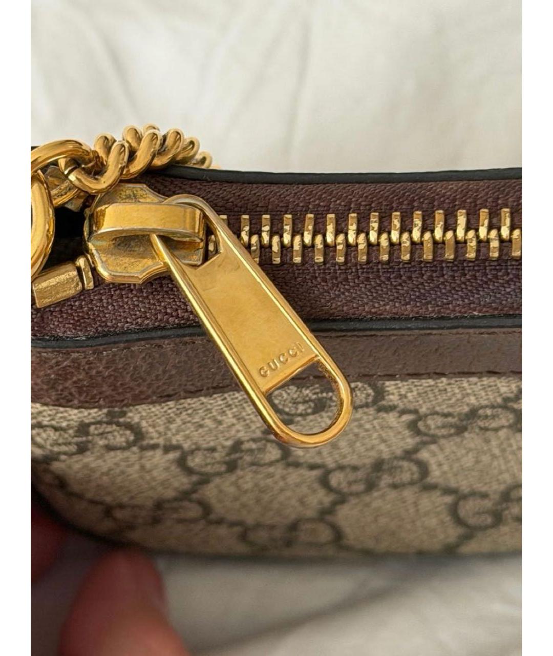 GUCCI Коричневая канва сумка с короткими ручками, фото 5