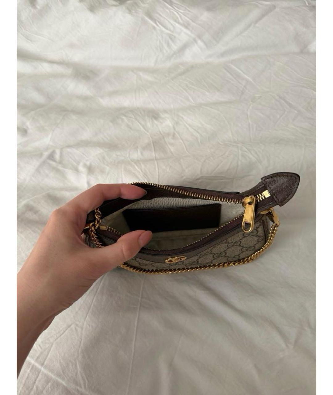 GUCCI Коричневая канва сумка с короткими ручками, фото 4