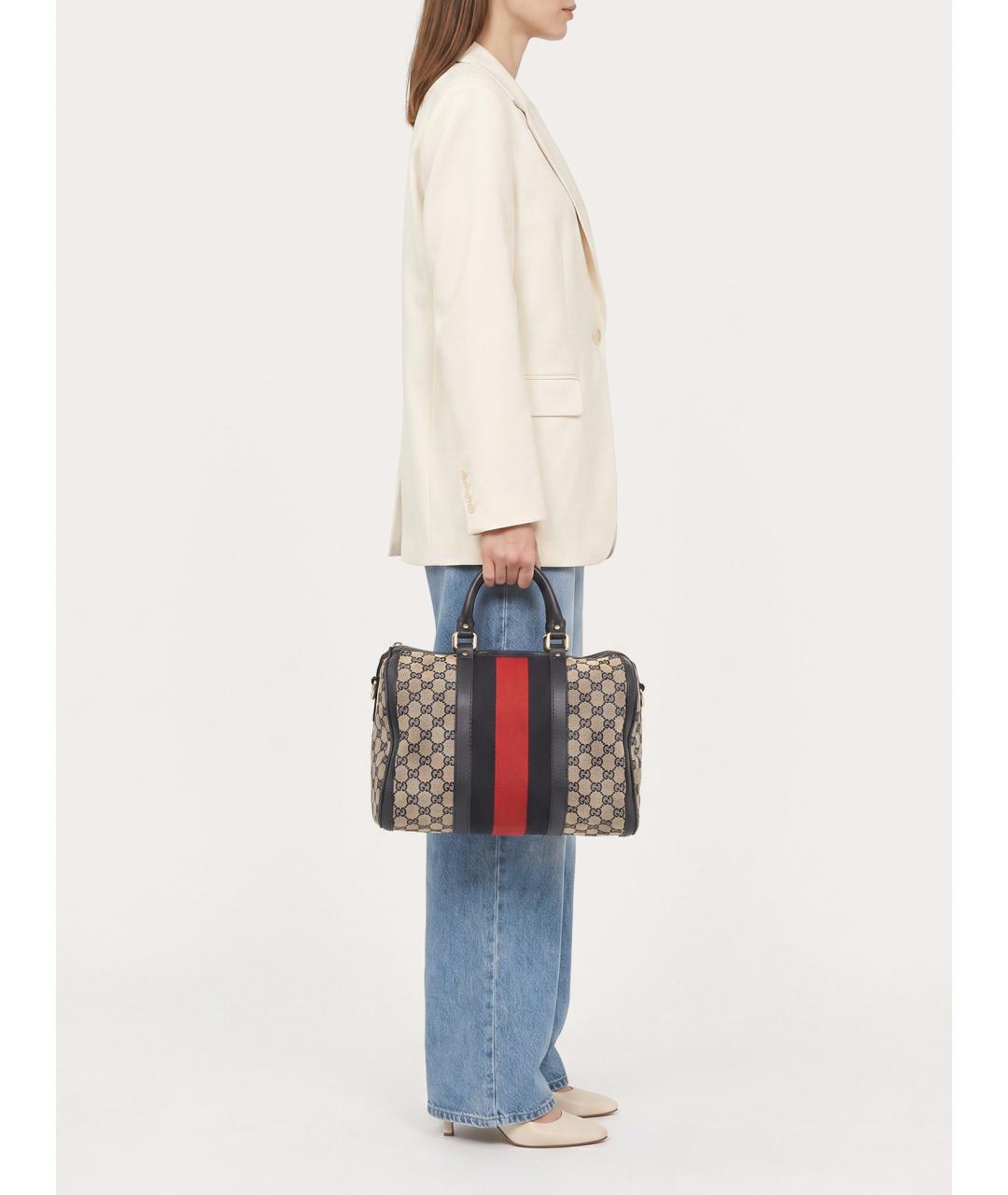 GUCCI Темно-синяя канва сумка с короткими ручками, фото 8
