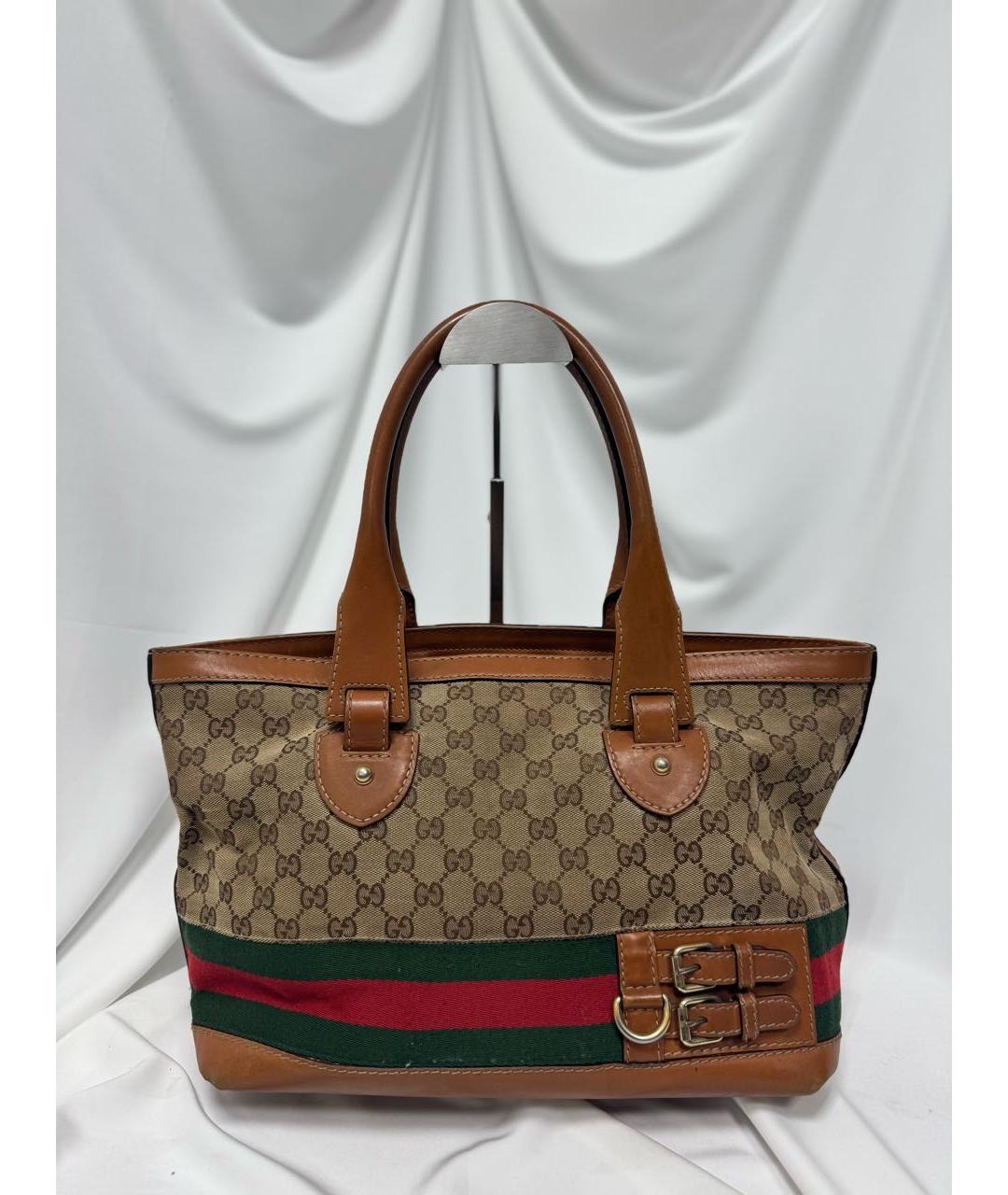 GUCCI Коричневая канва сумка тоут, фото 5