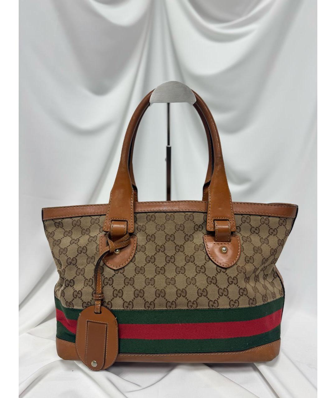 GUCCI Коричневая канва сумка тоут, фото 6
