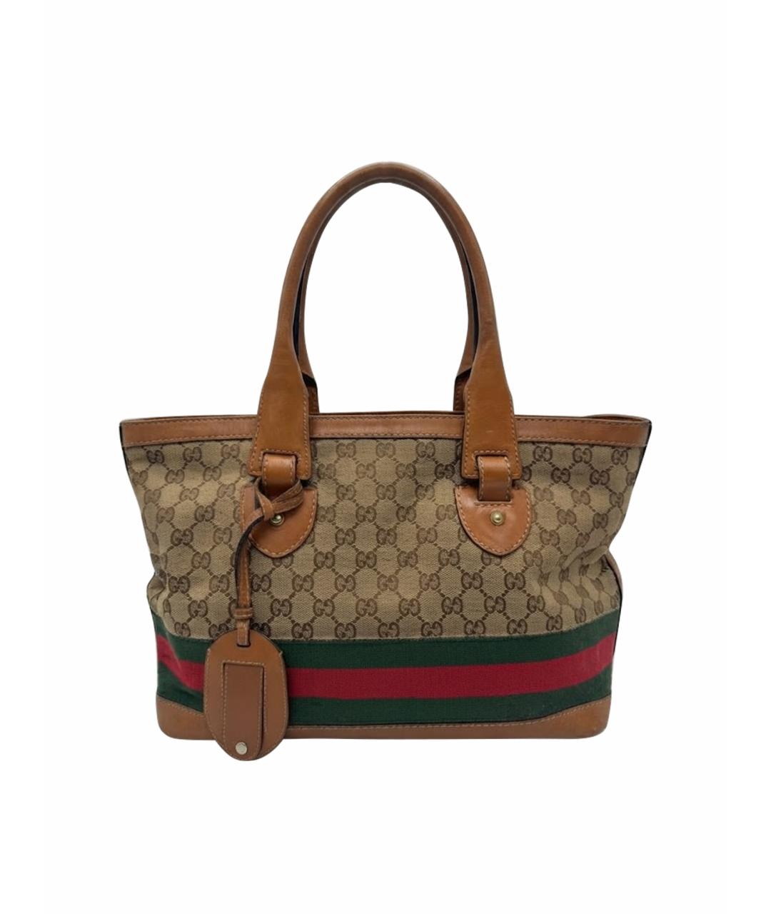 GUCCI Коричневая канва сумка тоут, фото 1