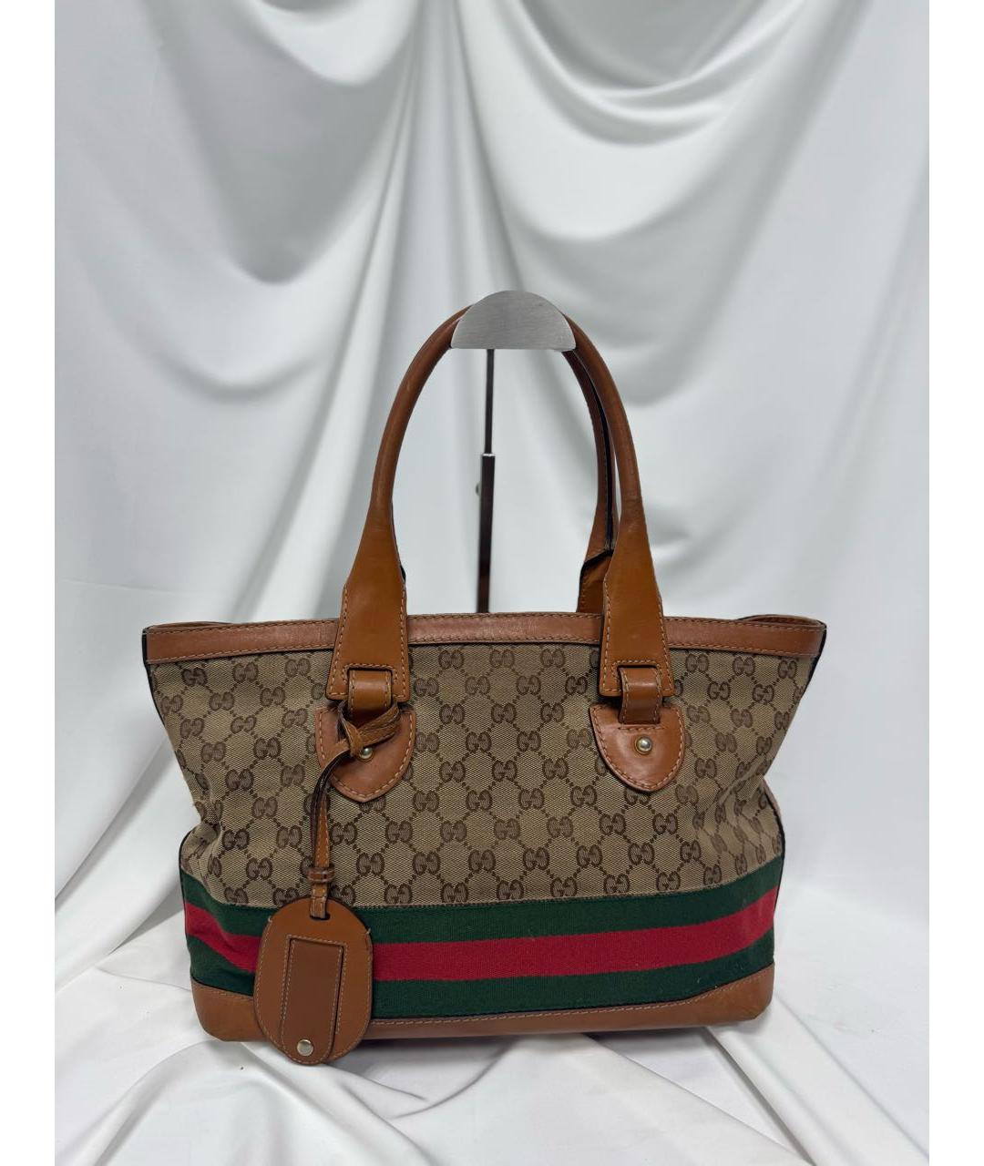 GUCCI Коричневая канва сумка тоут, фото 3