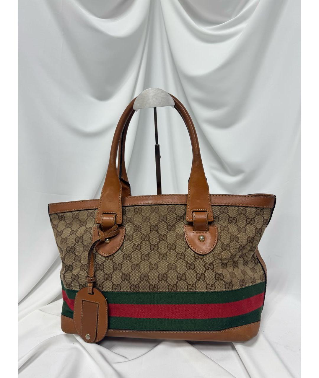 GUCCI Коричневая канва сумка тоут, фото 4