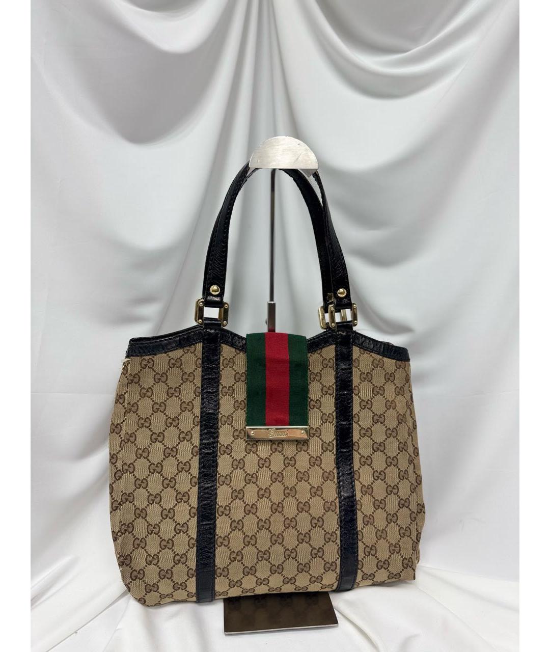 GUCCI Бежевая канва сумка с короткими ручками, фото 2