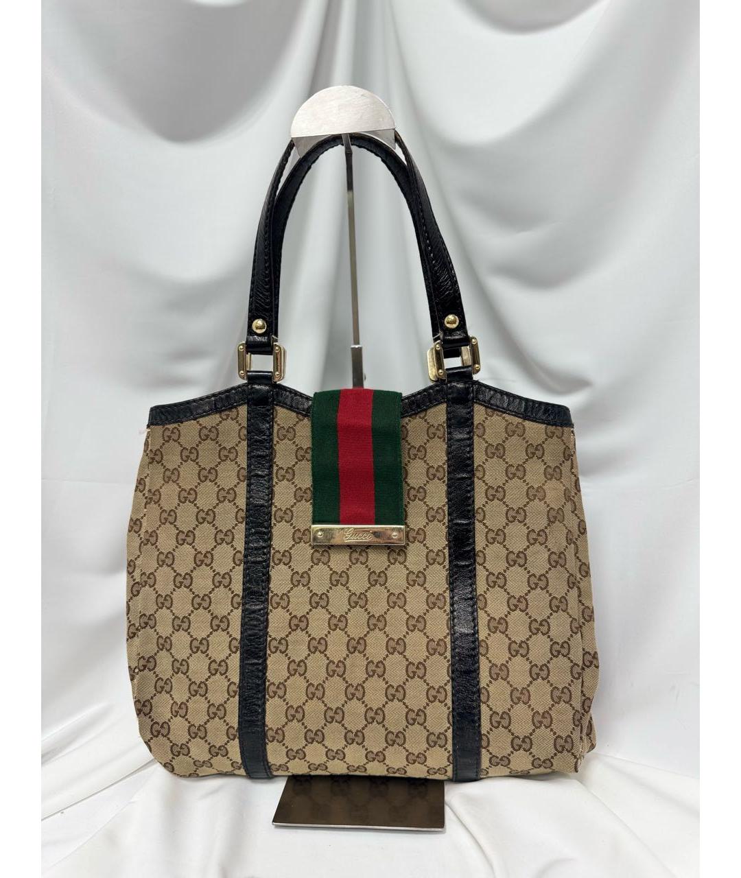 GUCCI Бежевая канва сумка с короткими ручками, фото 4