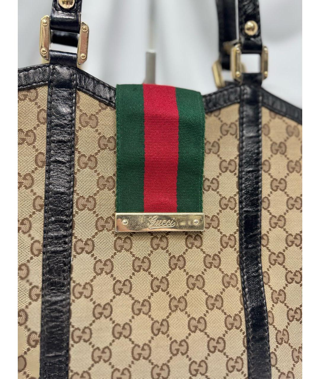 GUCCI Бежевая канва сумка с короткими ручками, фото 3