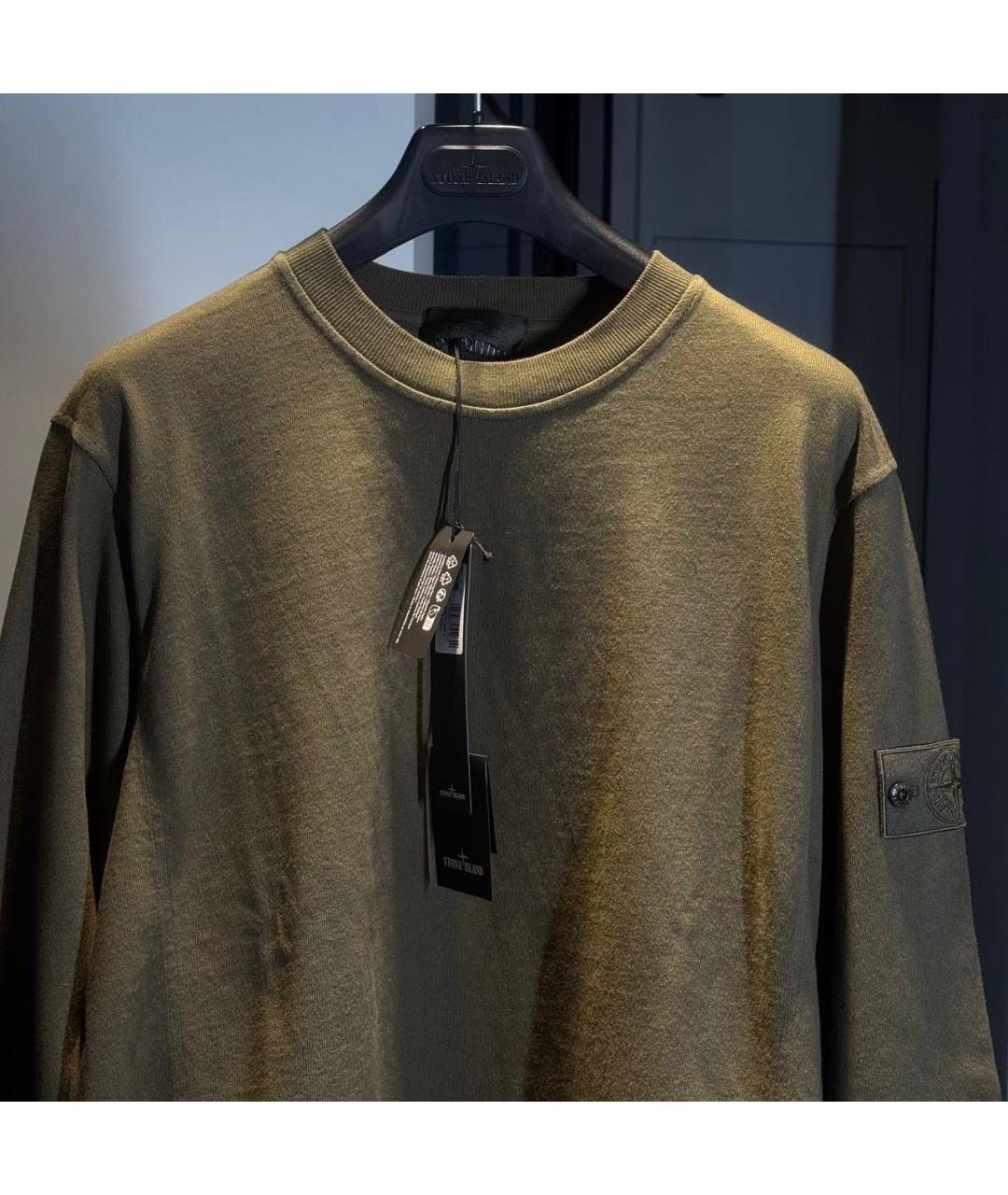 STONE ISLAND Хаки хлопковый джемпер / свитер, фото 2