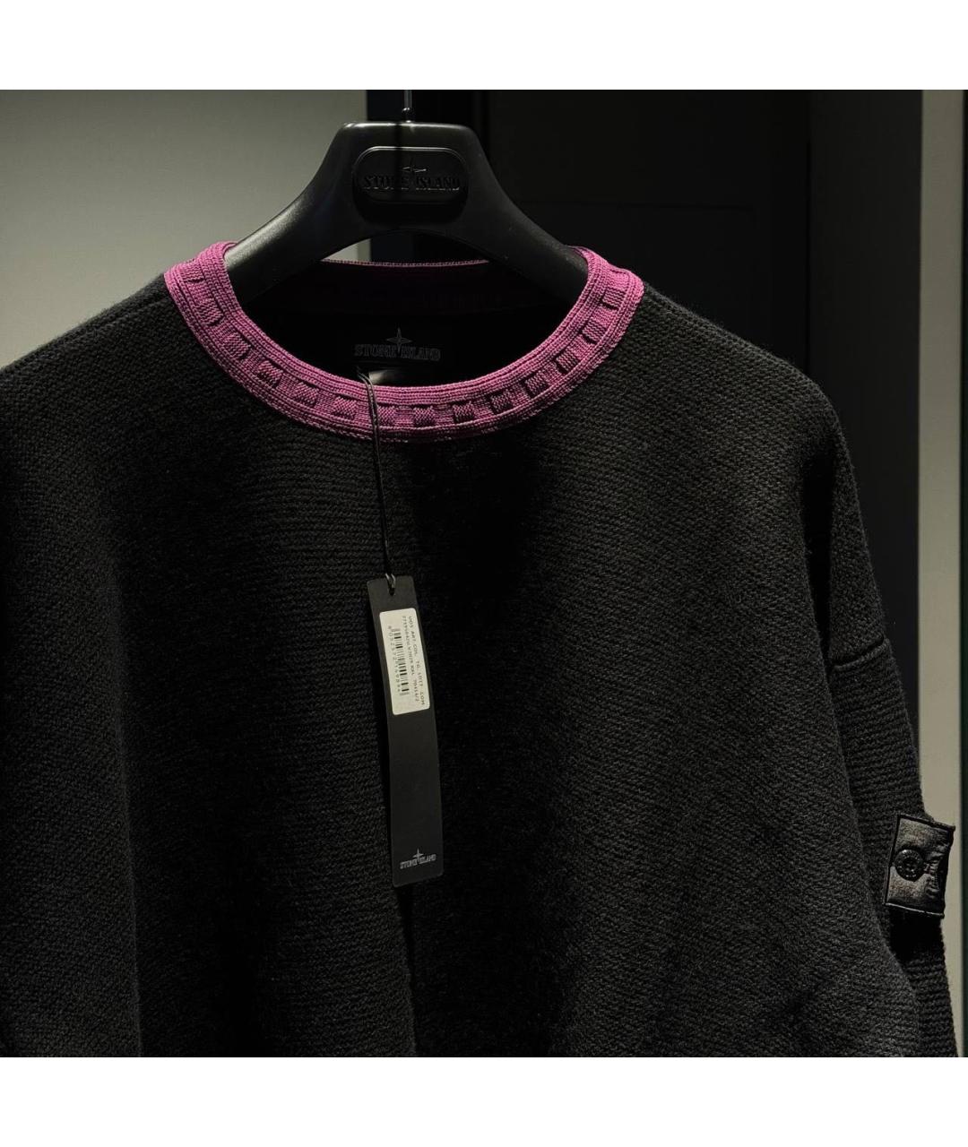 STONE ISLAND Черный шерстяной джемпер / свитер, фото 2