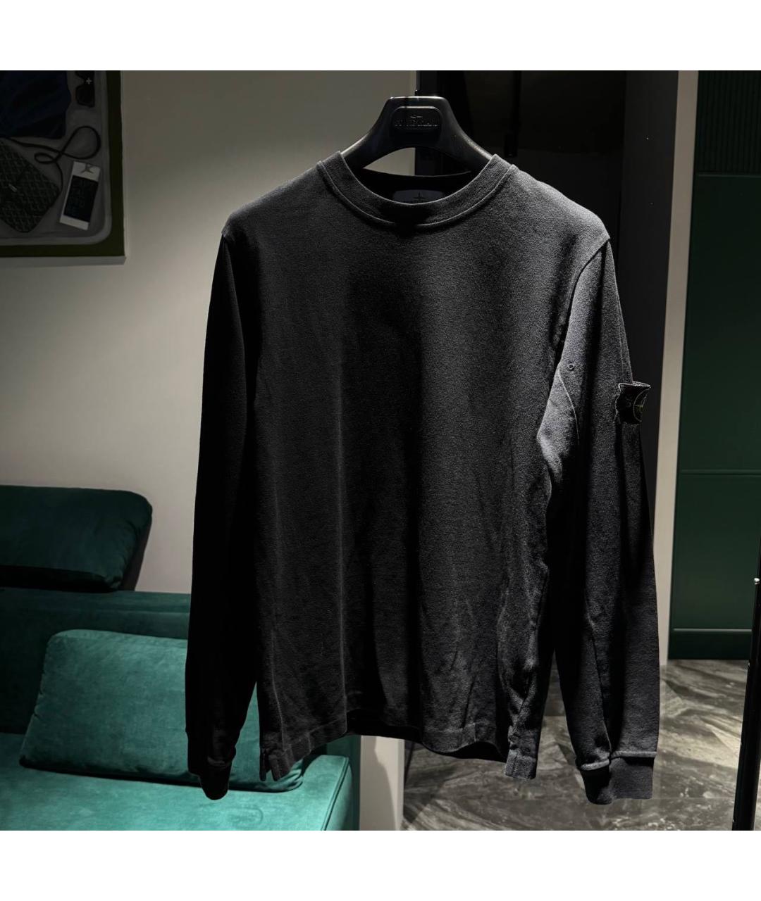 STONE ISLAND Черный хлопковый джемпер / свитер, фото 5