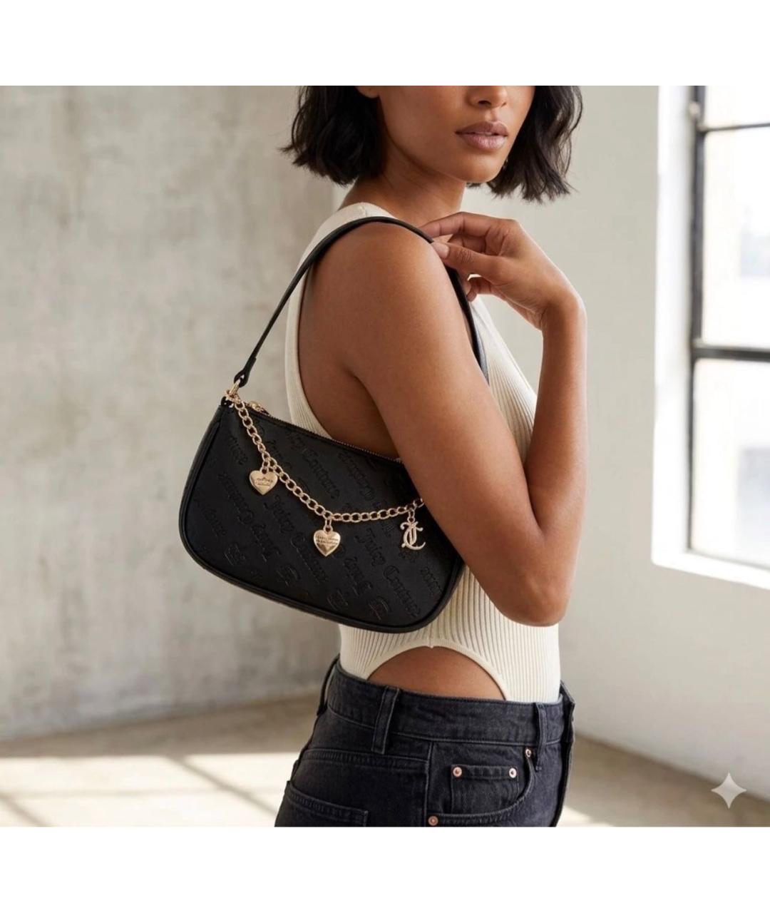 JUICY COUTURE Черная сумка через плечо из искусственной кожи, фото 4