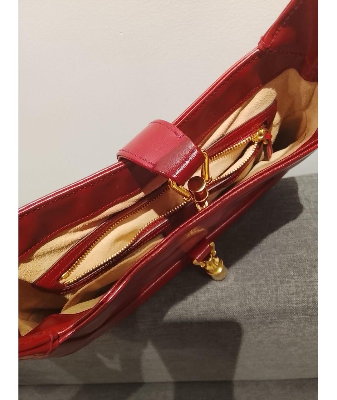 GUCCI Бордовая кожаная сумка через плечо, фото 4
