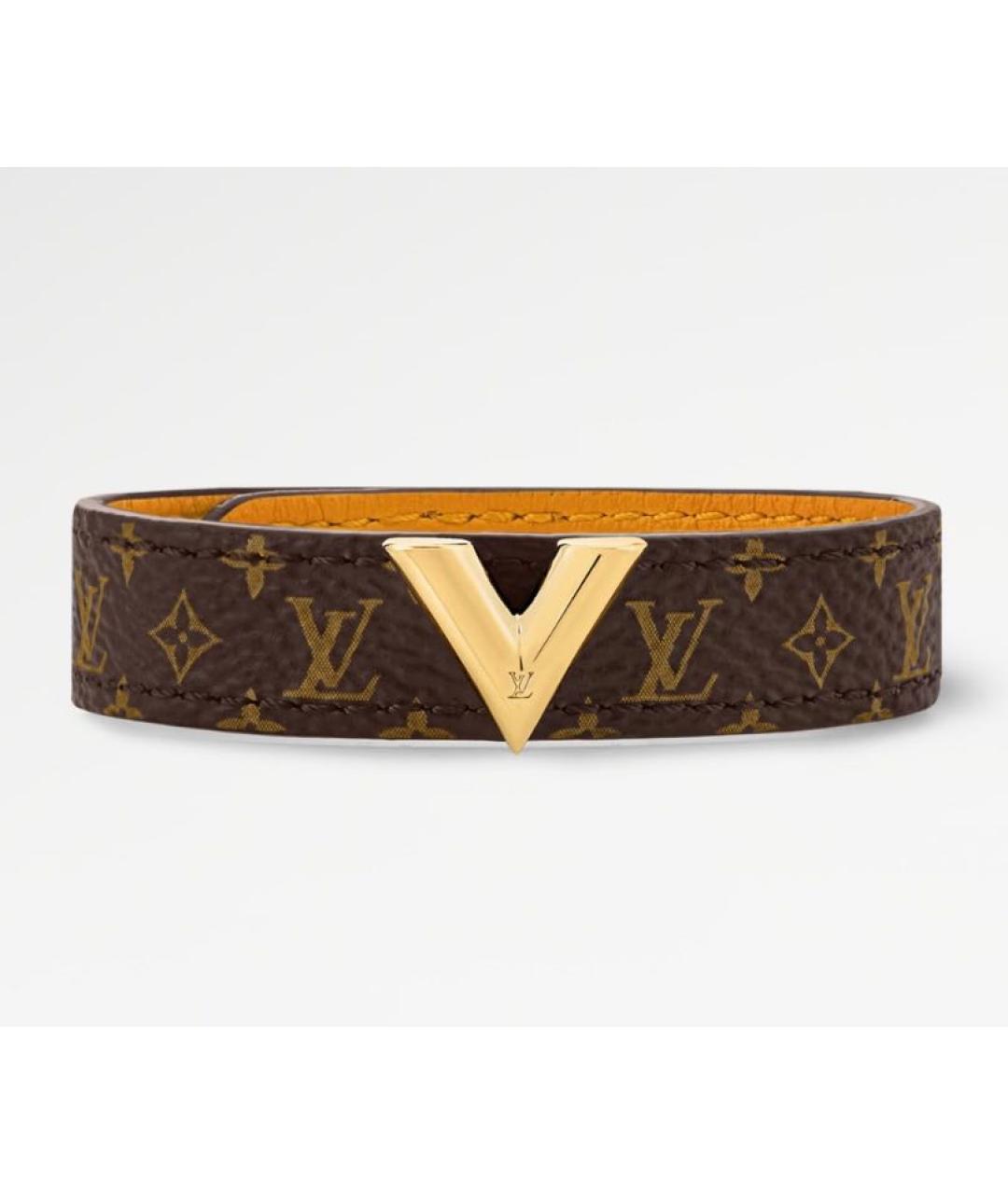 LOUIS VUITTON Коричневый кожаный браслет, фото 6