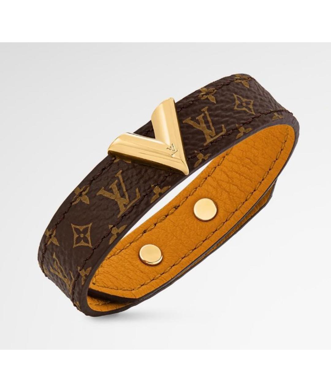 LOUIS VUITTON Коричневый кожаный браслет, фото 2
