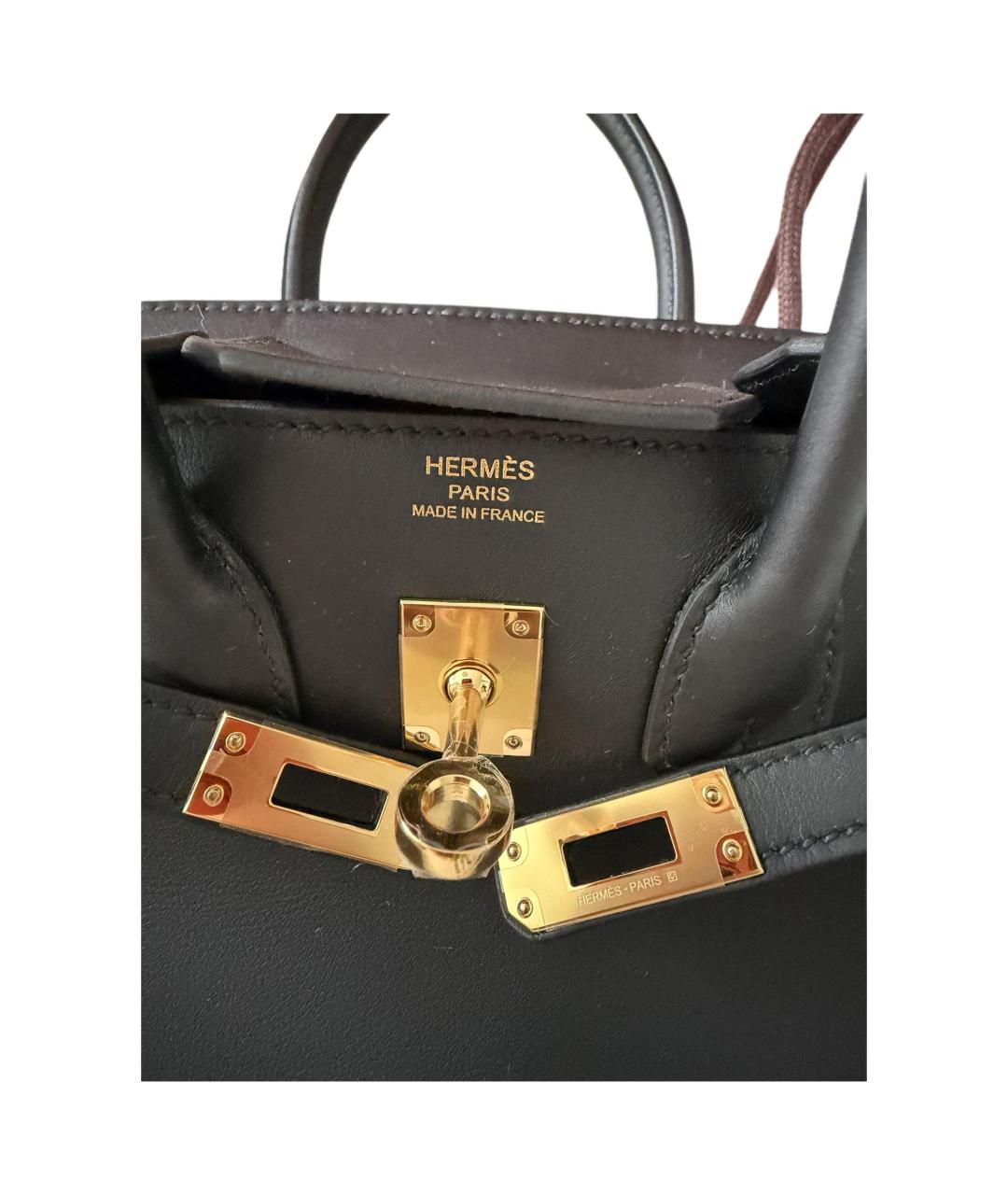 HERMES Черная кожаная сумка с короткими ручками, фото 4