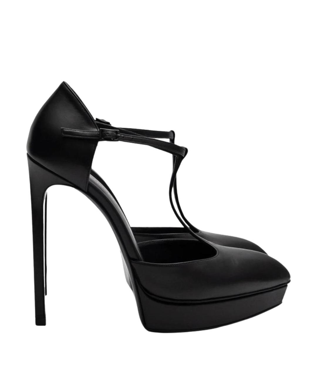 SAINT LAURENT Черные кожаные туфли, фото 1