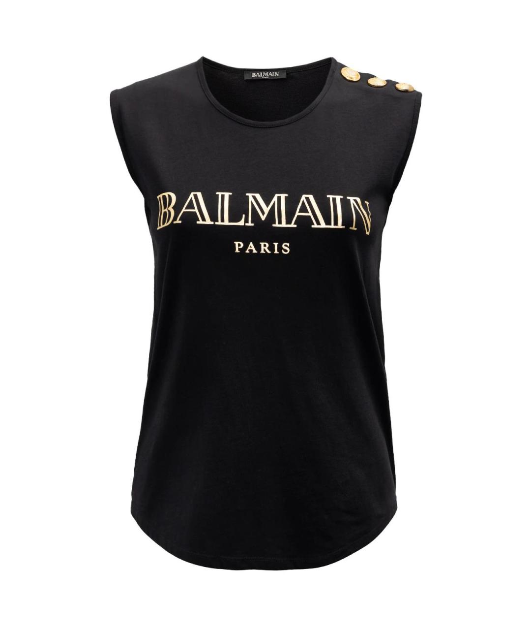 BALMAIN Черная хлопковая футболка, фото 1