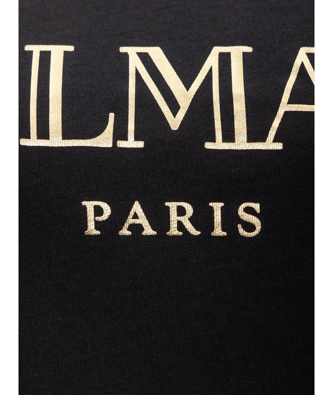BALMAIN Черная хлопковая футболка, фото 4