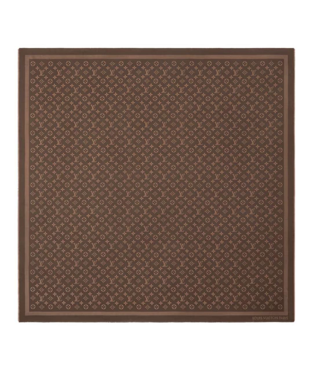 LOUIS VUITTON Коричневый шерстяной шарф, фото 1