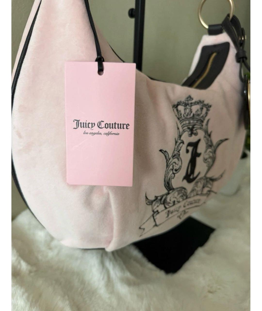 JUICY COUTURE Розовая бархатная сумка через плечо, фото 2