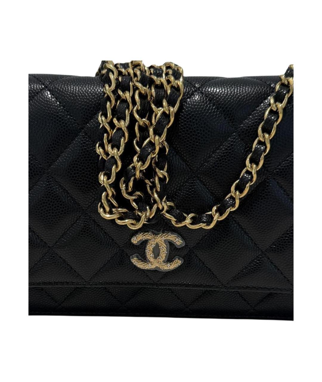 CHANEL Черный кожаный кошелек, фото 4