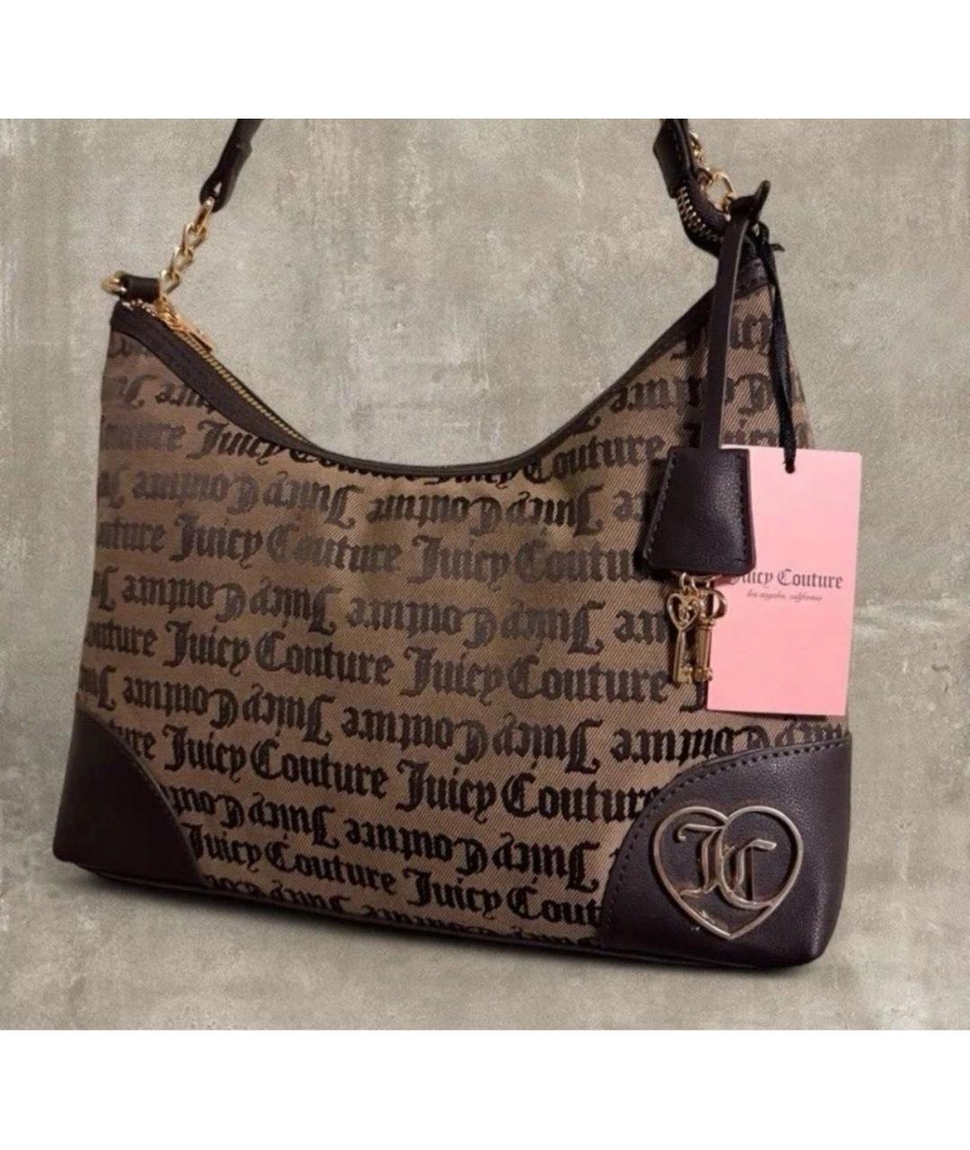 JUICY COUTURE Коричневая тканевая сумка через плечо, фото 2
