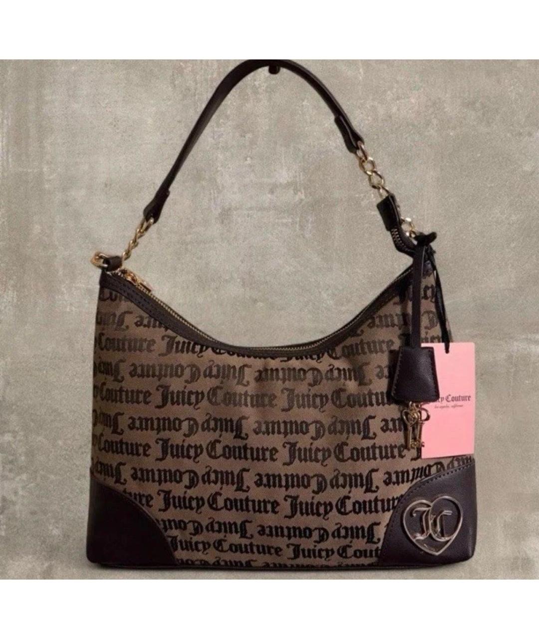 JUICY COUTURE Коричневая тканевая сумка через плечо, фото 4