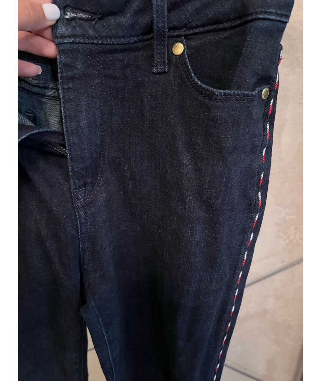 HILFIGER COLLECTION Темно-синие хлопко-лиоцелловые джинсы слим, фото 4