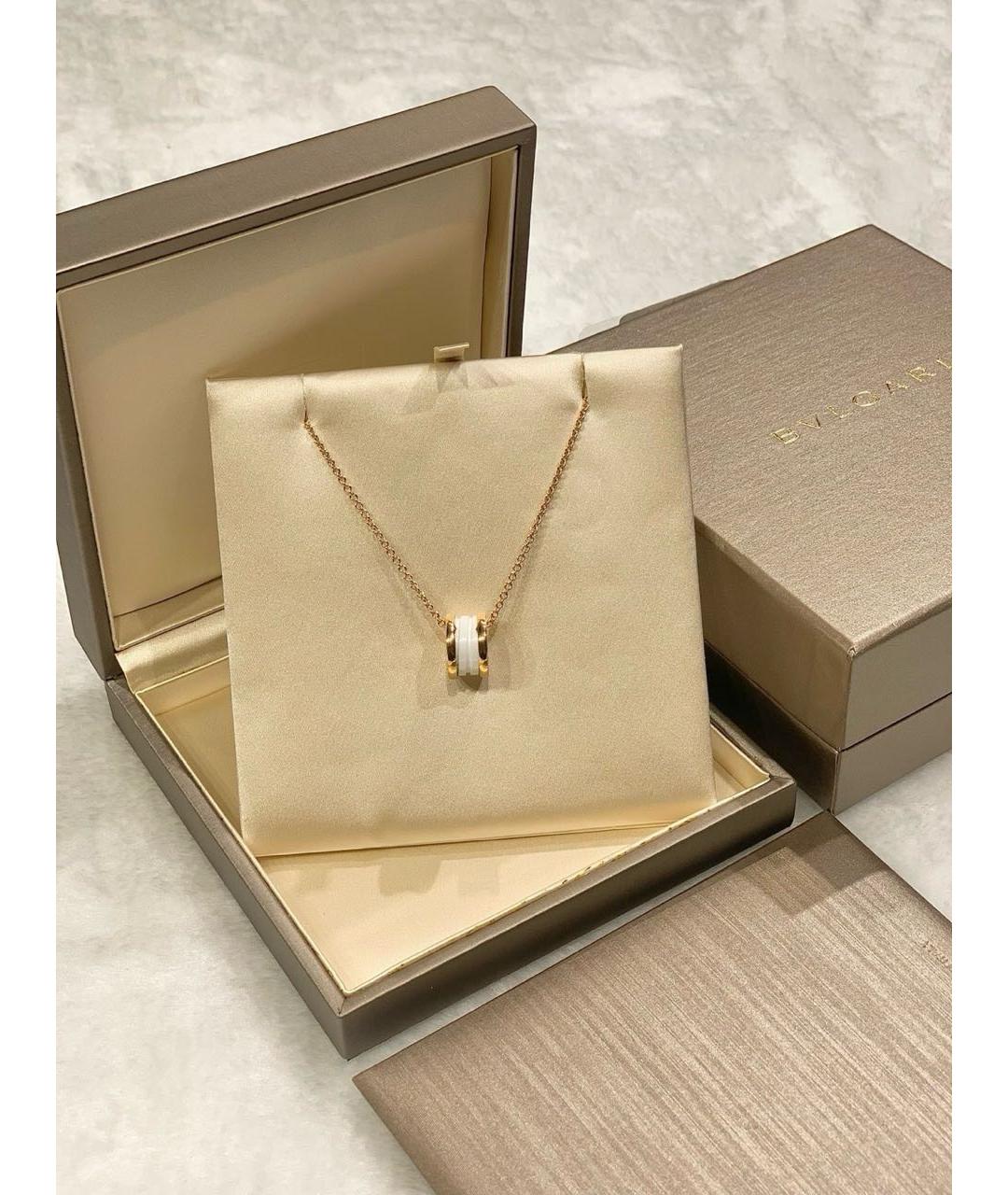 BVLGARI Белая подвеска из розового золота, фото 4