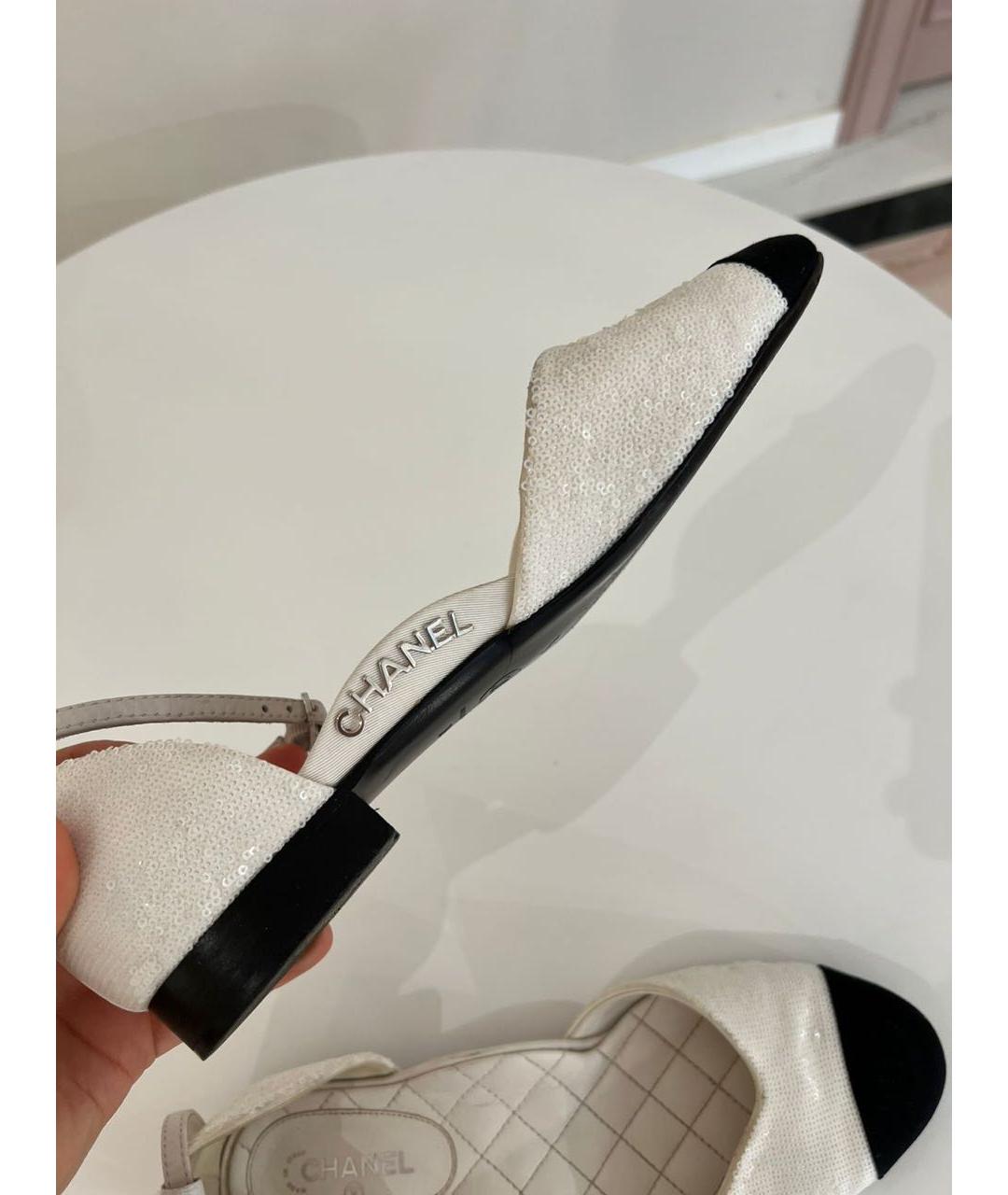 CHANEL Белые текстильные туфли, фото 5