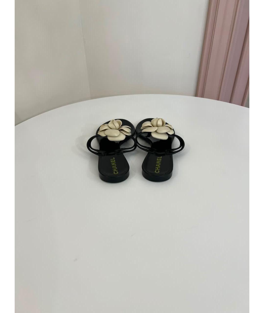CHANEL Черные резиновые шлепанцы, фото 4
