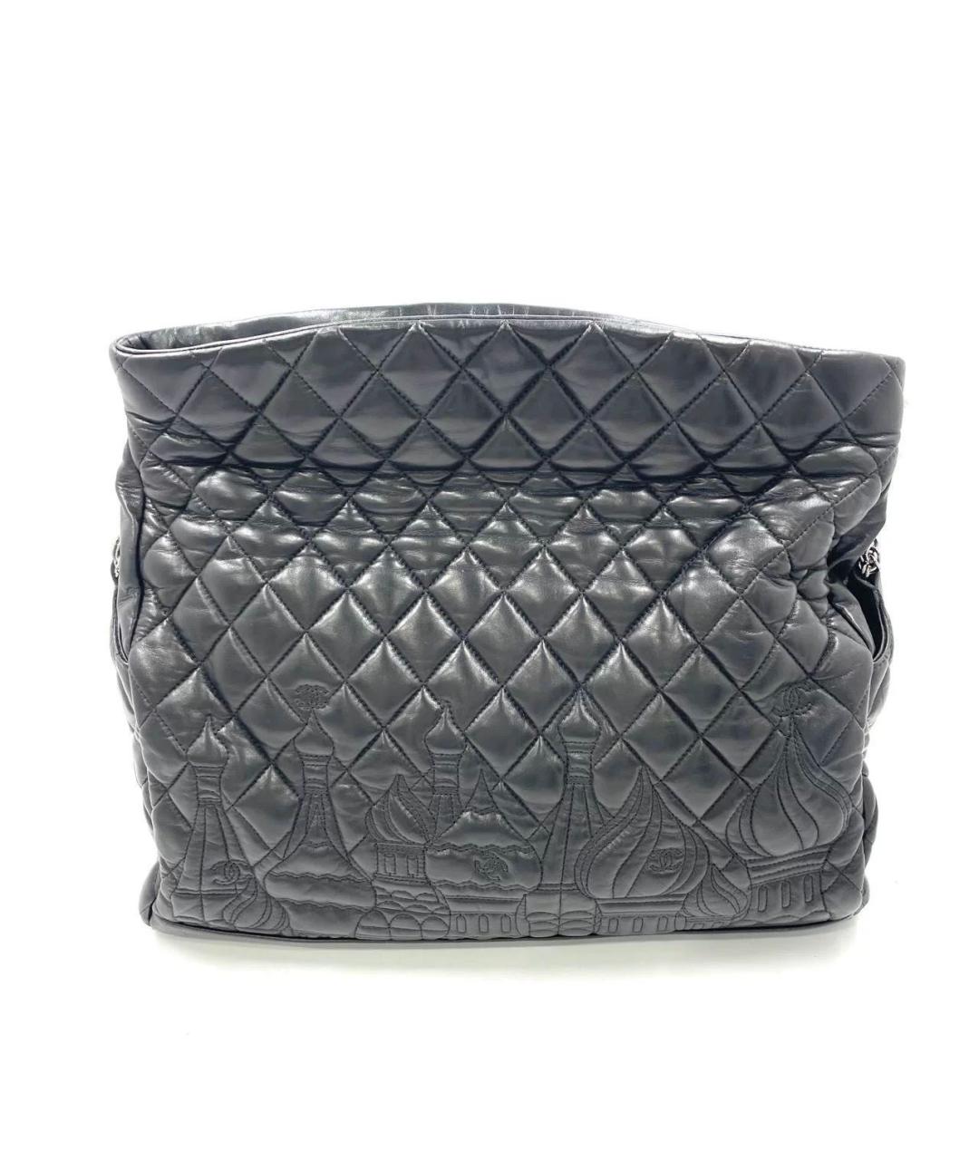 CHANEL Черная кожаная сумка тоут, фото 2