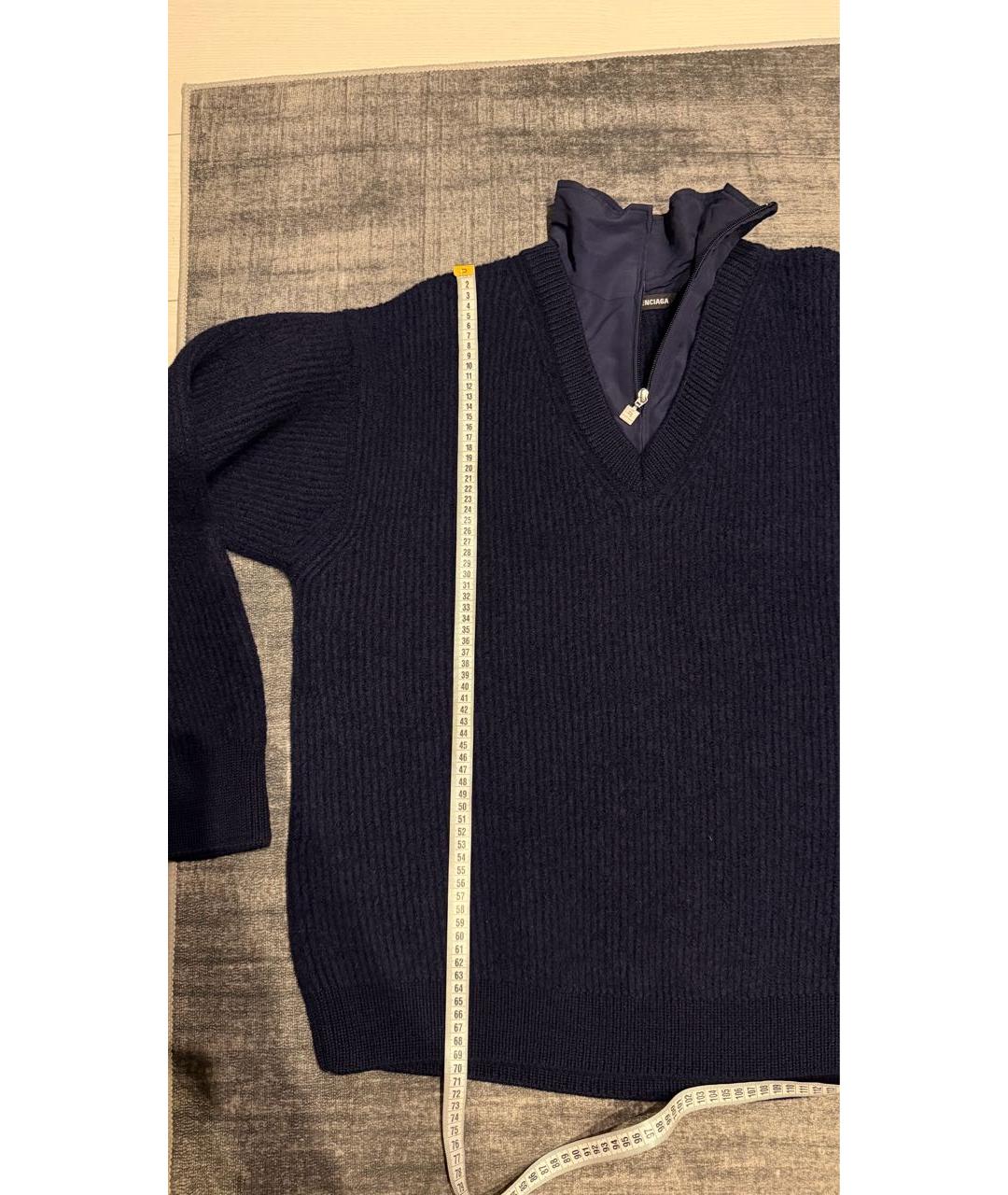 BALENCIAGA Темно-синий шерстяной джемпер / свитер, фото 4