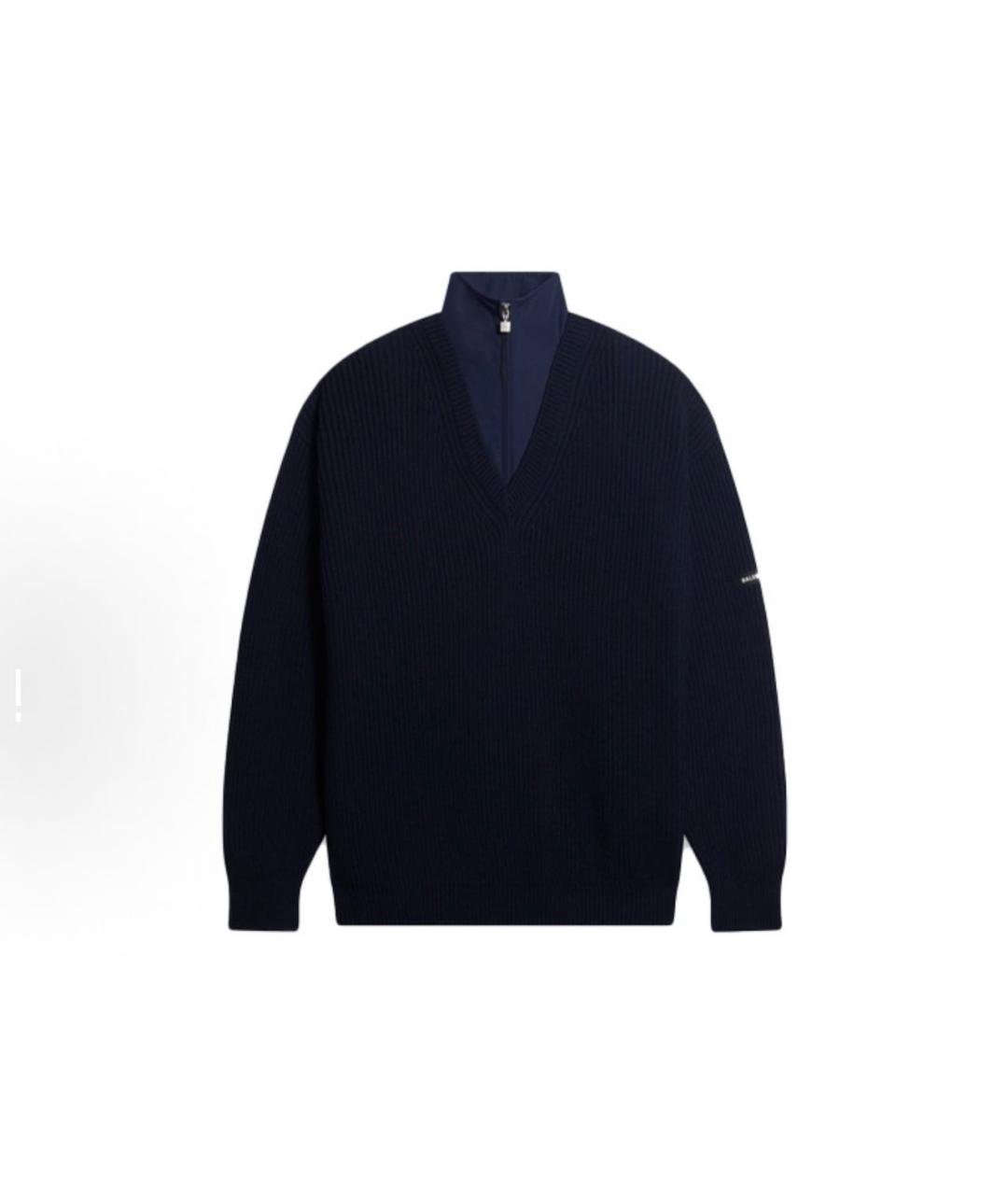 BALENCIAGA Темно-синий шерстяной джемпер / свитер, фото 1