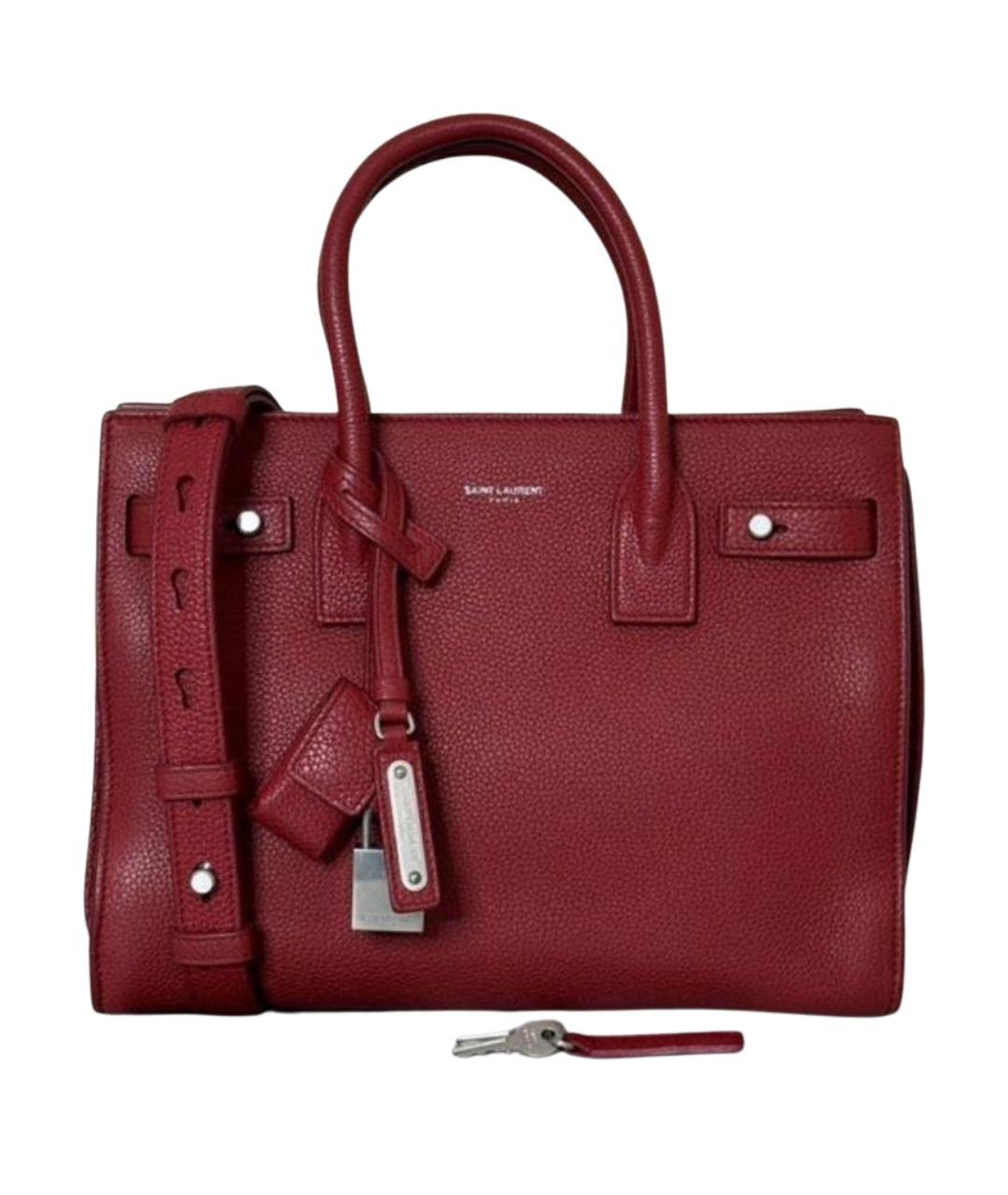 SAINT LAURENT Красная кожаная сумка с короткими ручками, фото 1