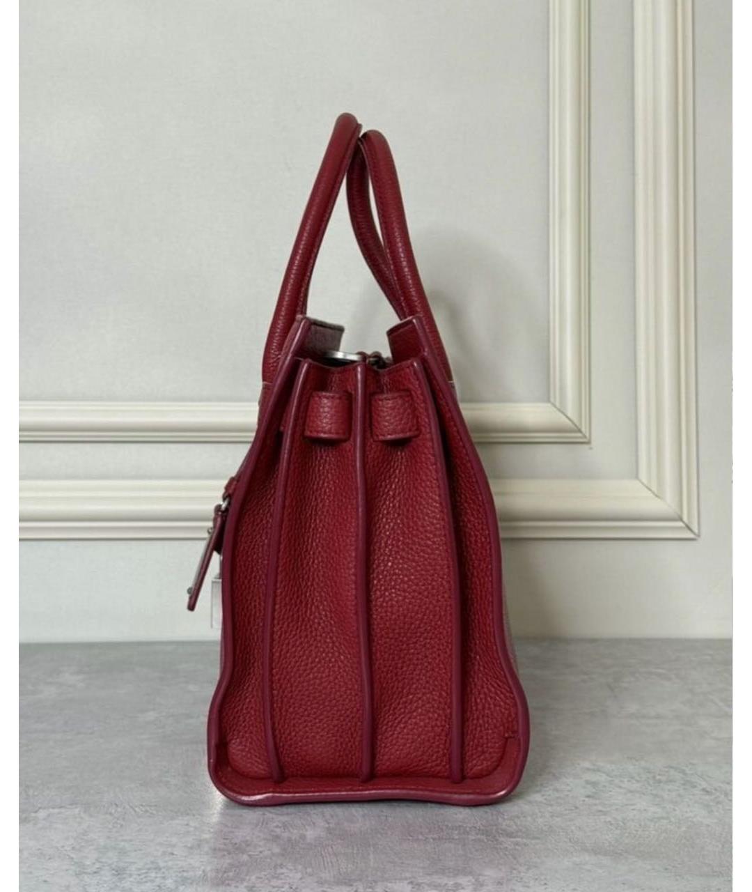 SAINT LAURENT Красная кожаная сумка с короткими ручками, фото 6