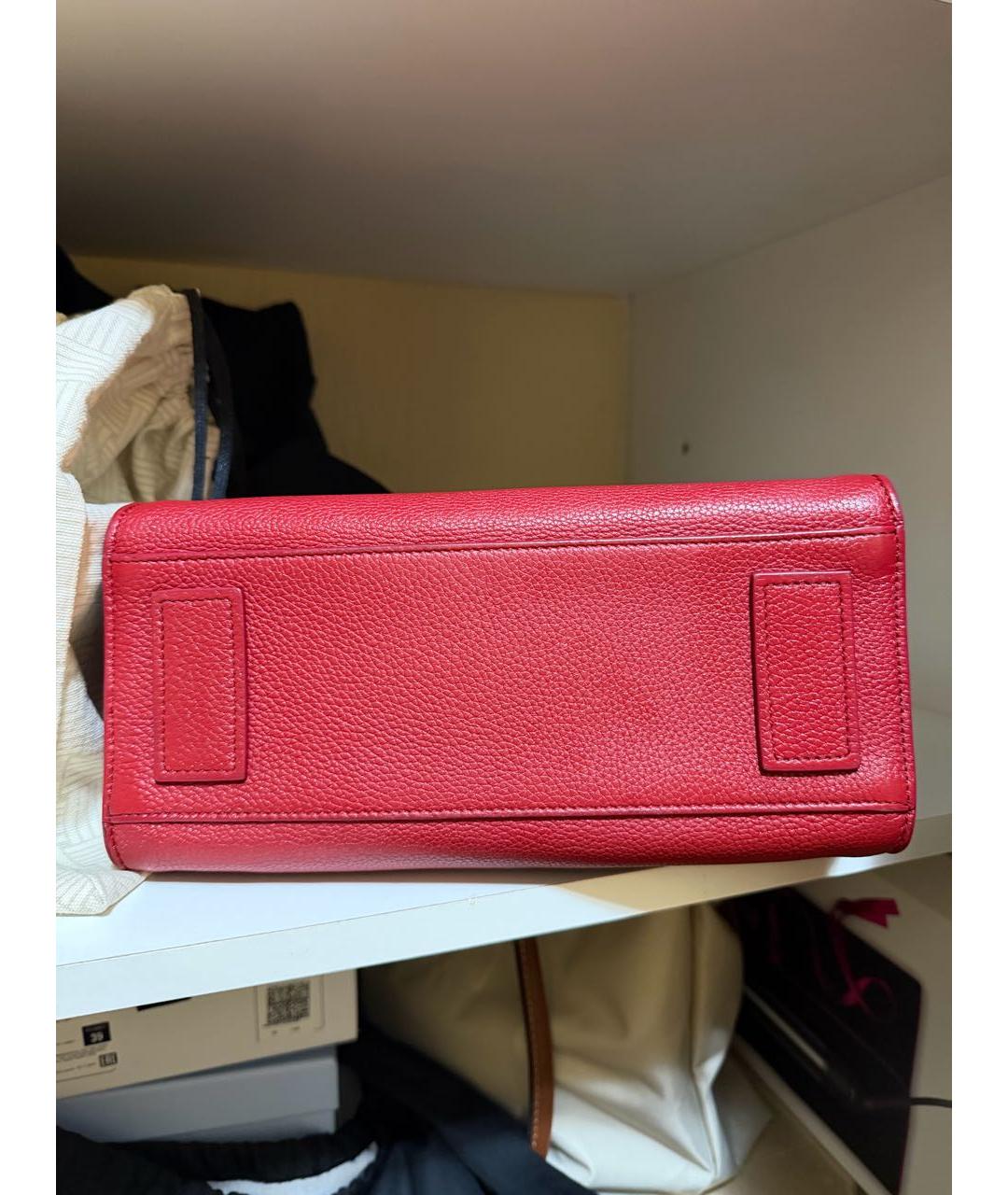 SAINT LAURENT Красная кожаная сумка с короткими ручками, фото 5