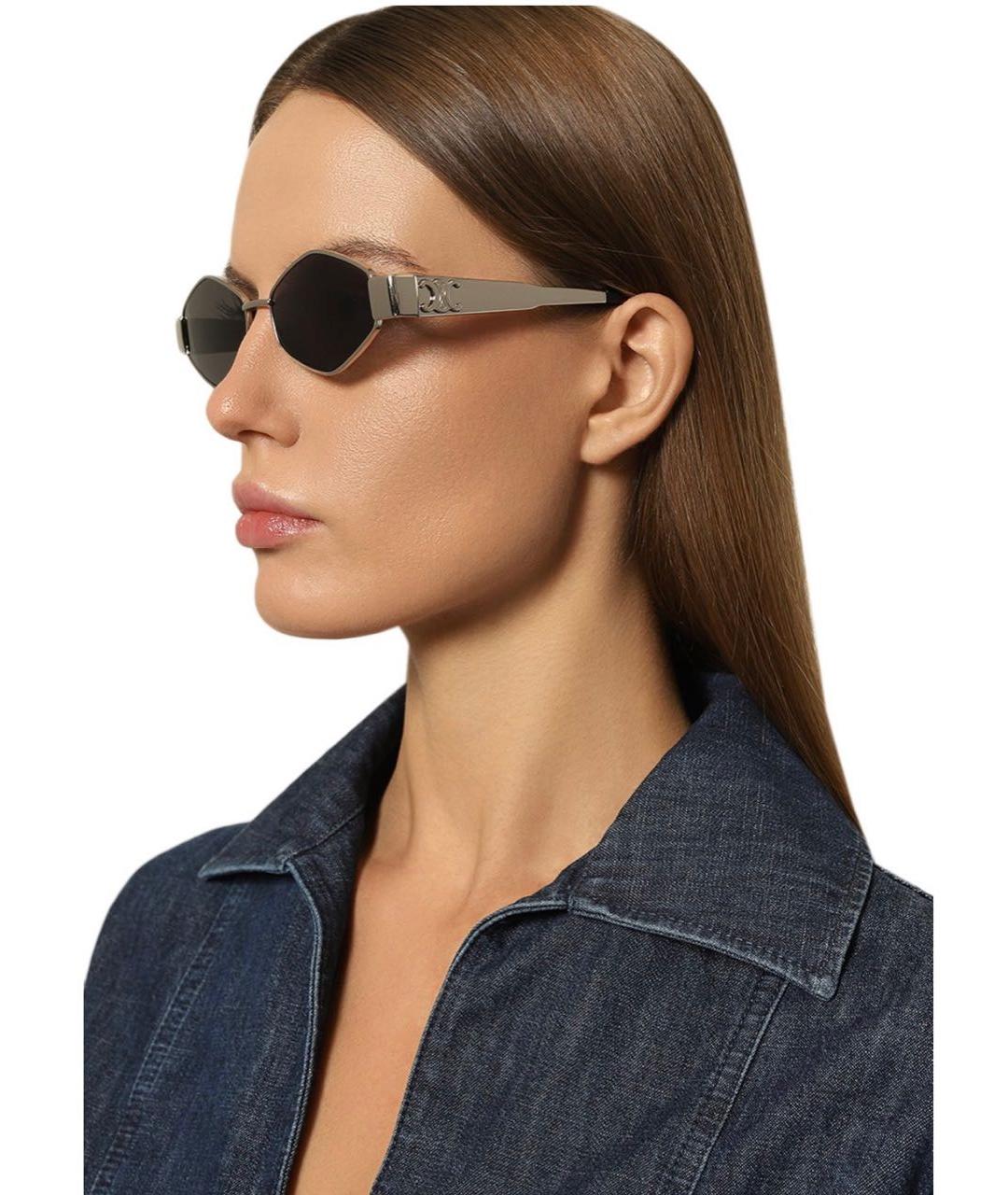 CELINE Черные металлические солнцезащитные очки, фото 4