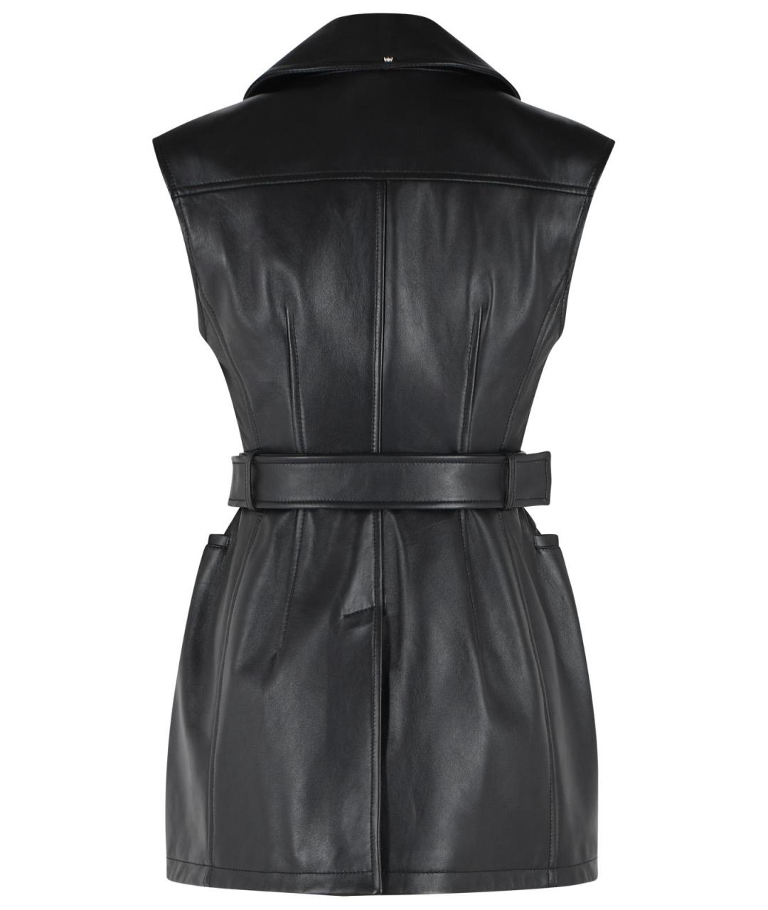 SPORTMAX Черный кожаный жилет, фото 3