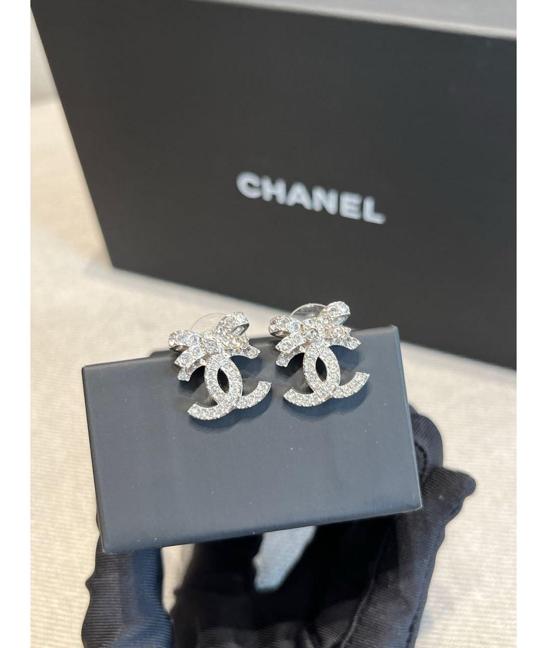 CHANEL Серебряные металлические серьги, фото 2