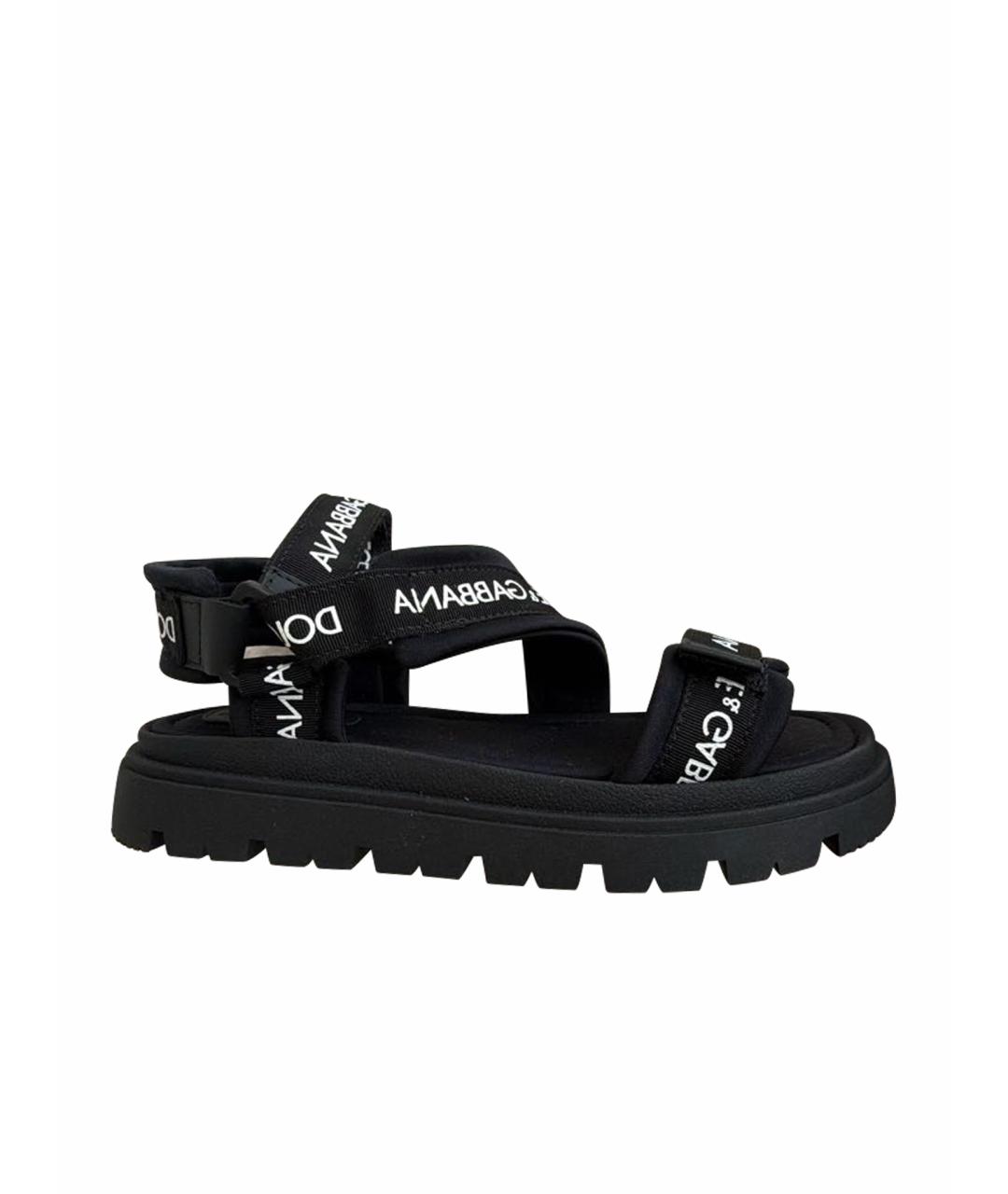 DOLCE&GABBANA Черные неопреновые сандалии и шлепанцы, фото 1