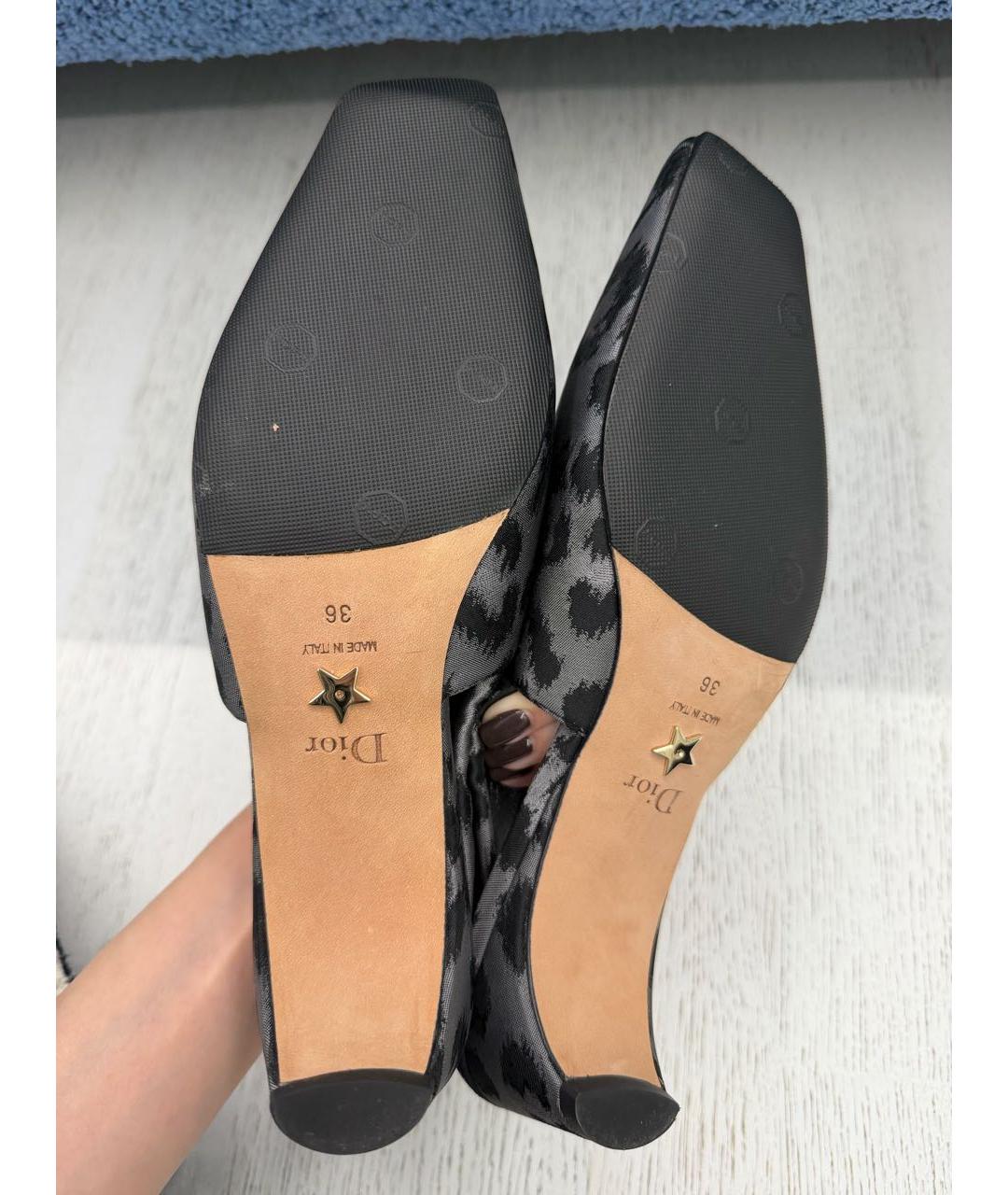 CHRISTIAN DIOR Антрацитовые текстильные туфли, фото 5
