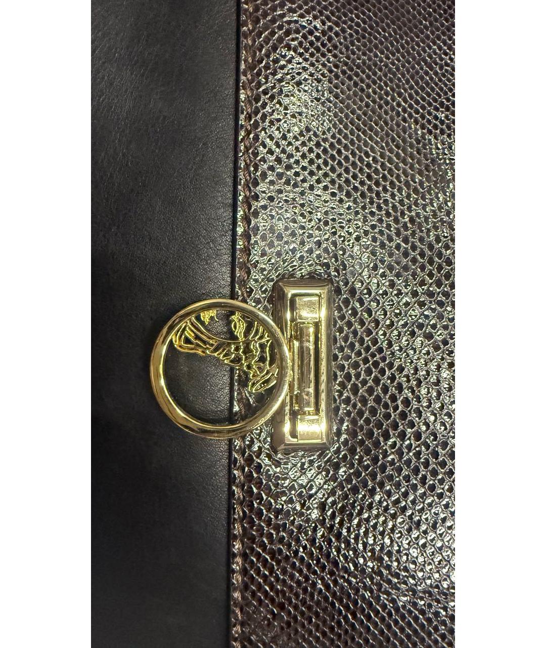 VERSACE Коричневая кожаная сумка с короткими ручками, фото 3
