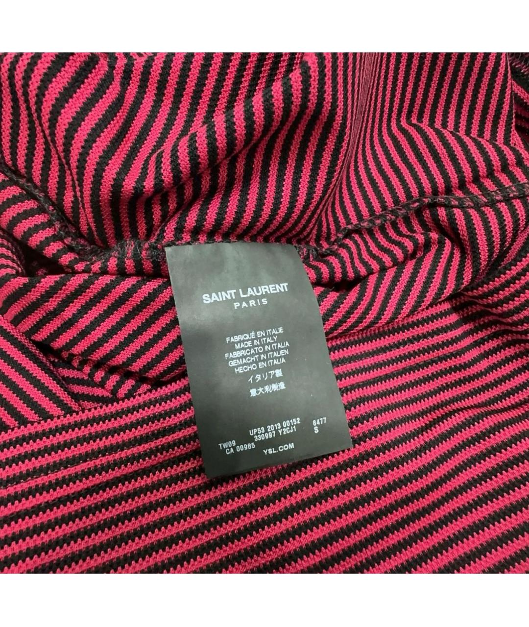 SAINT LAURENT Бордовая хлопковая футболка, фото 4